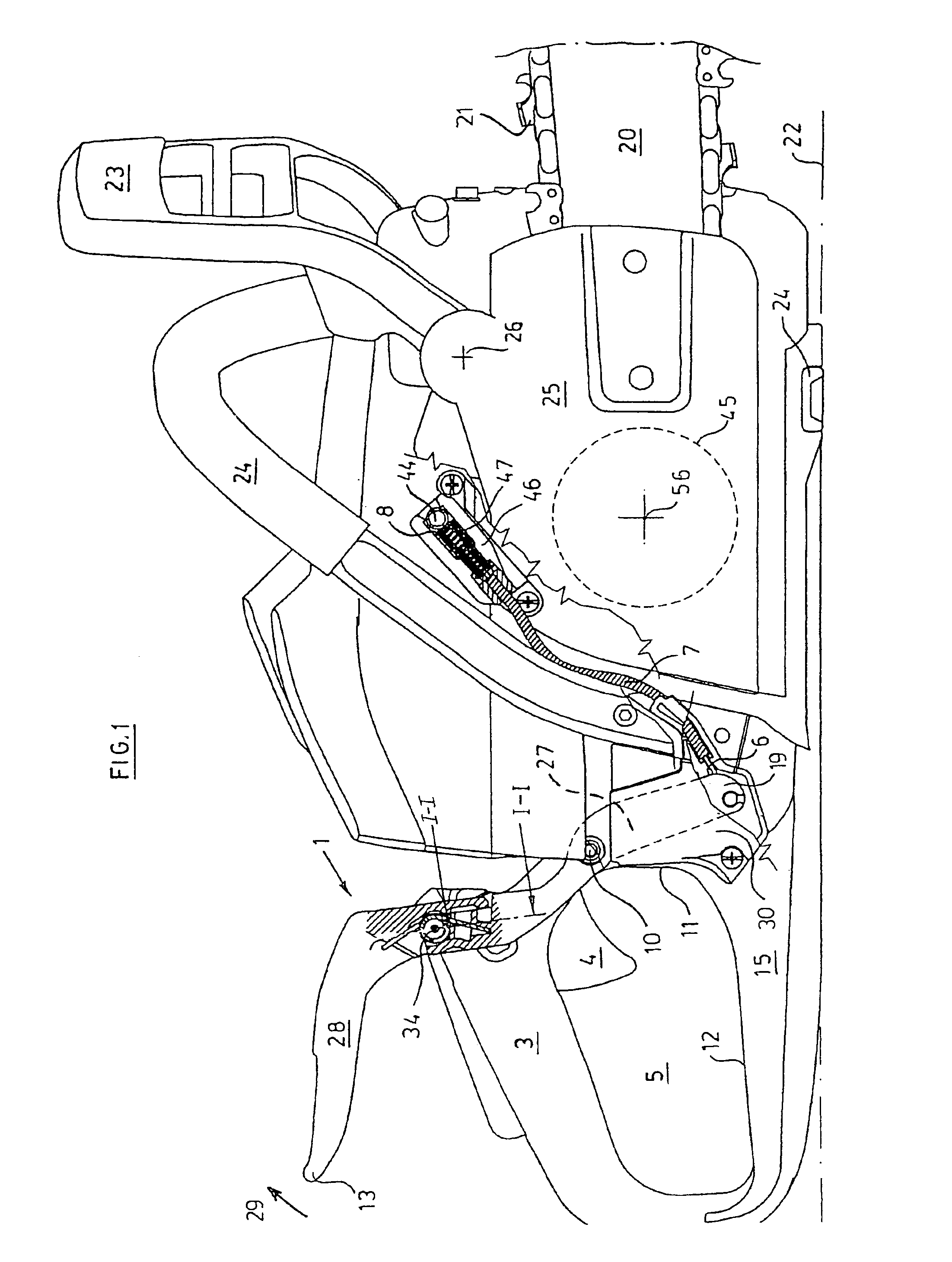 Trigger device for chain brake