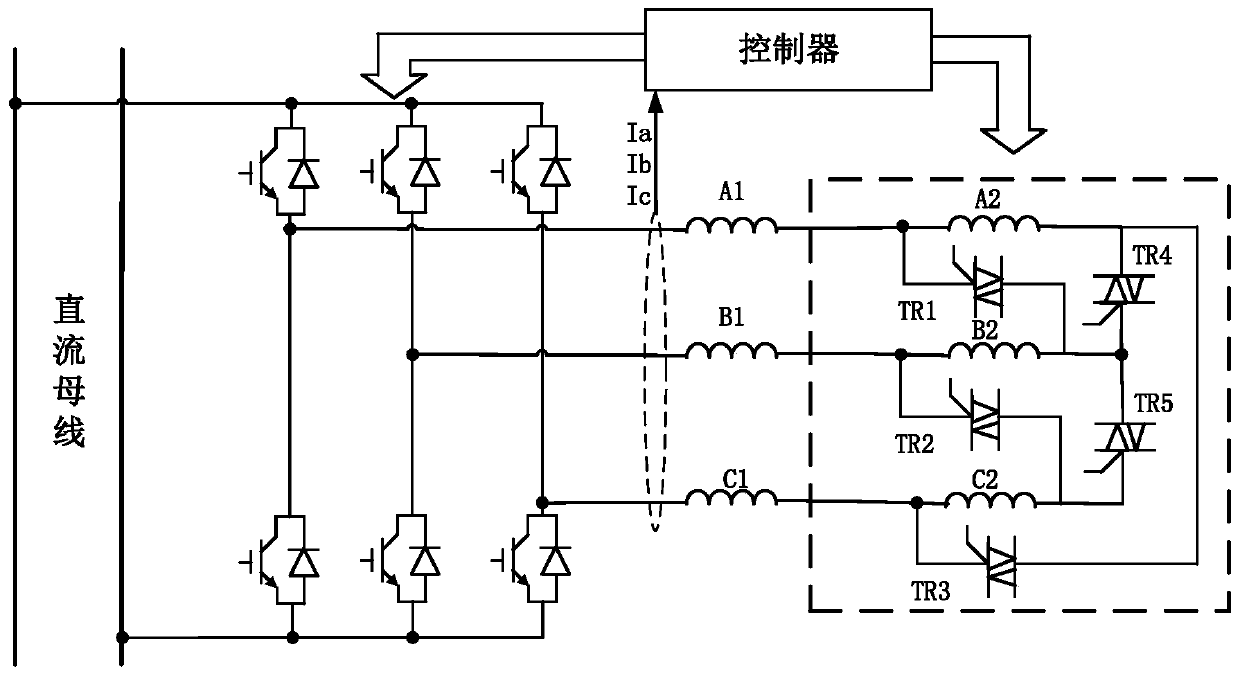 A dynamic configuration circuit and control method for delta-star connection of motor windings