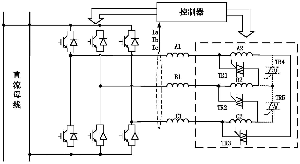 A dynamic configuration circuit and control method for delta-star connection of motor windings