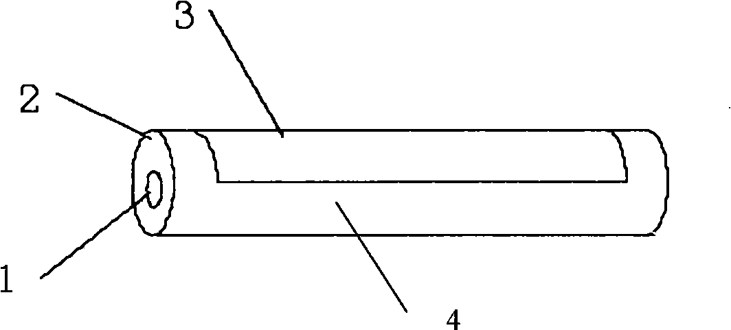 Piezoelectric ceramic fibre containing metal core painted by electrode partly