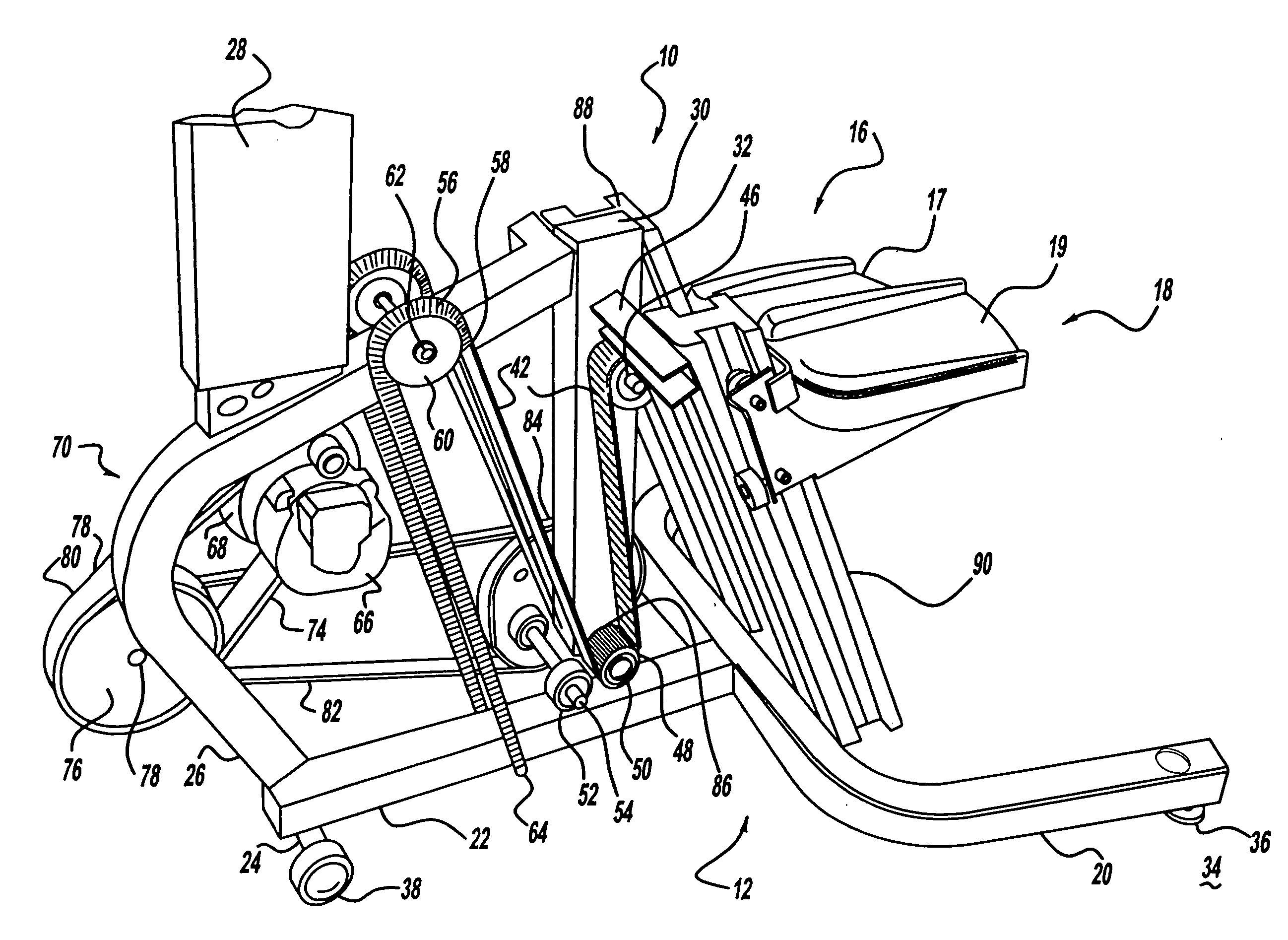 Stairclimber apparatus pedal mechanism