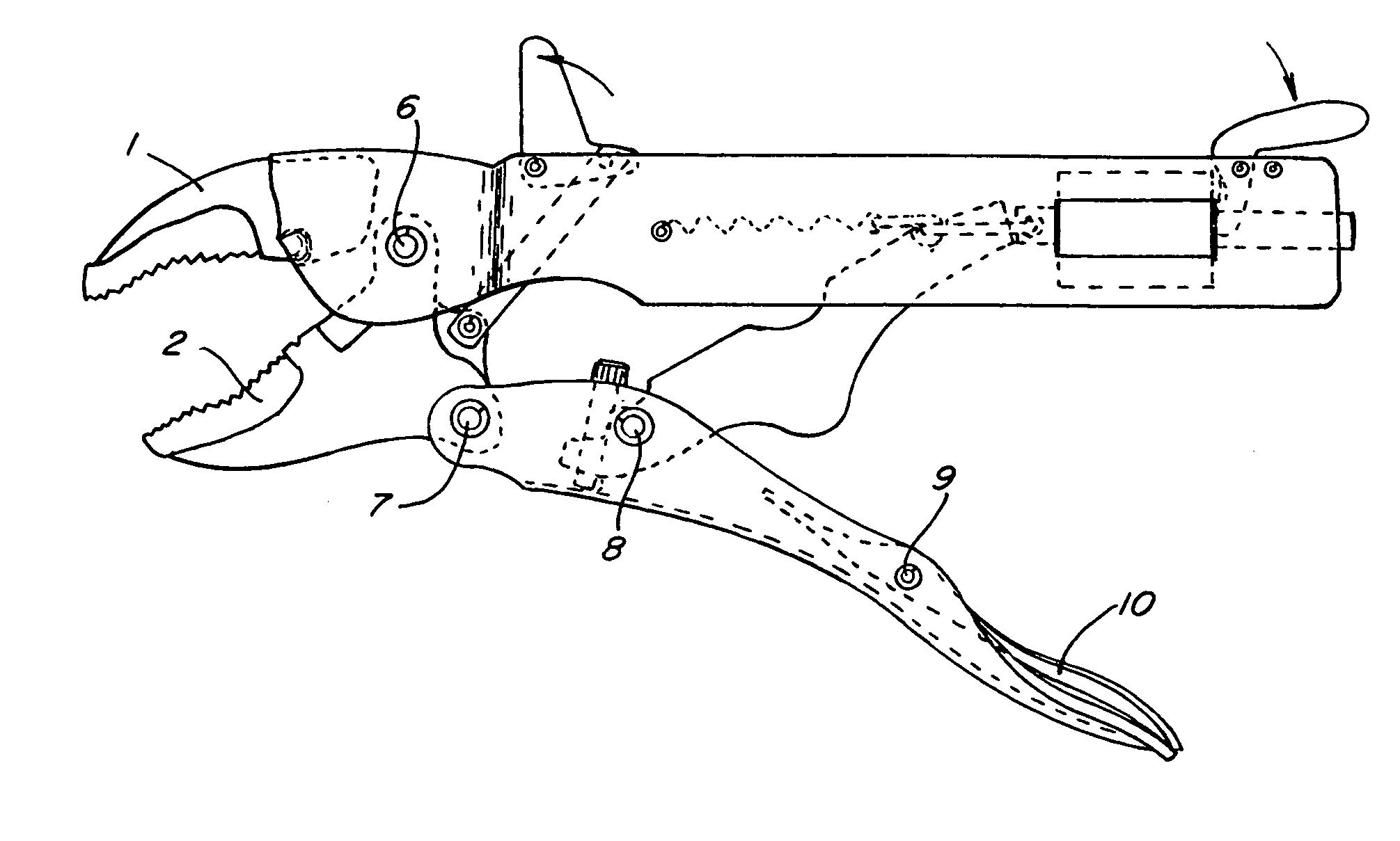 Automatic sizing one-handed locking pliers