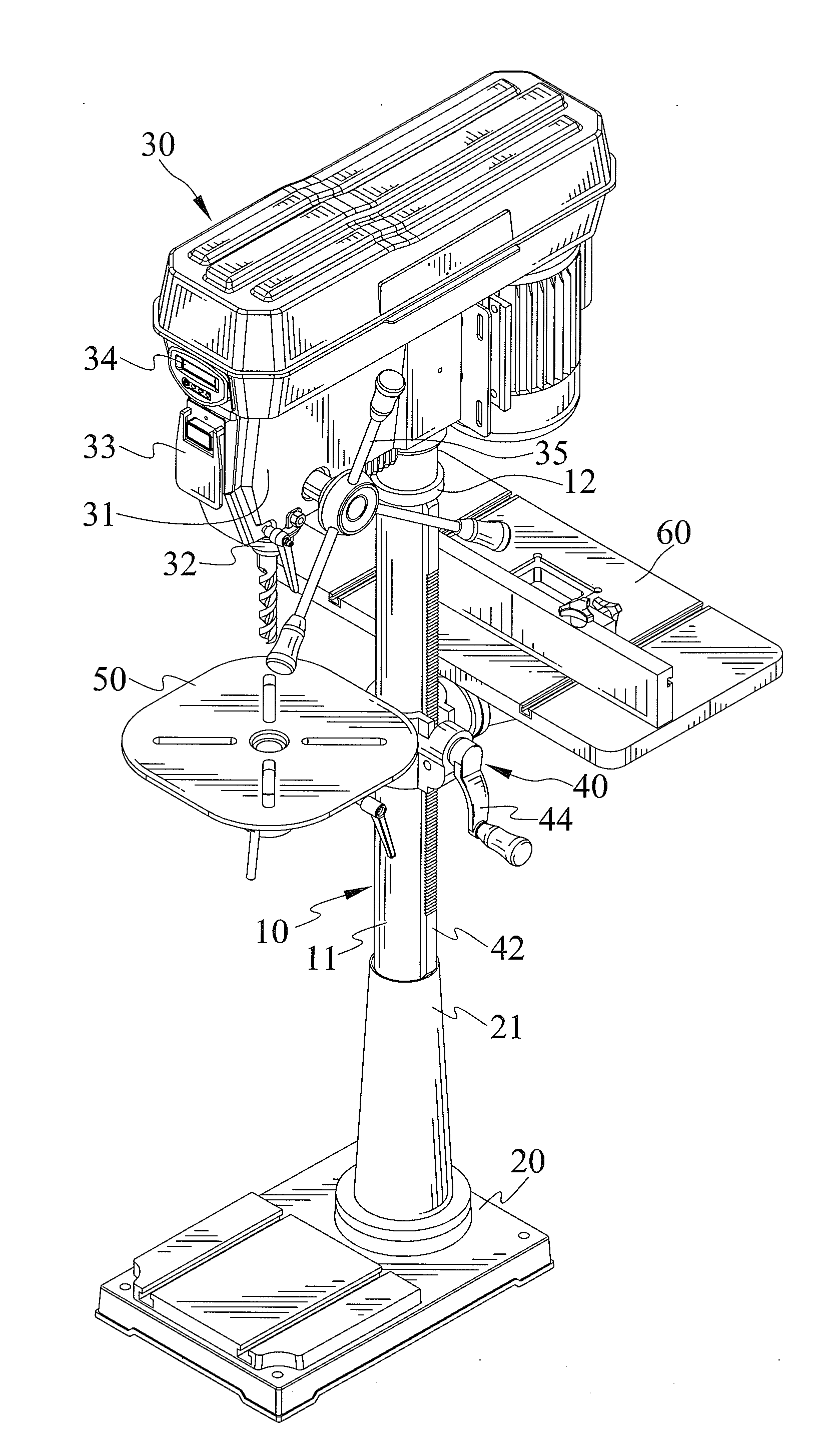 Drill Press with Pivotable Table