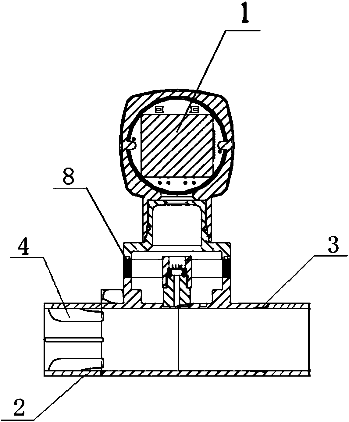 Flow meter with protective hood and mounting method