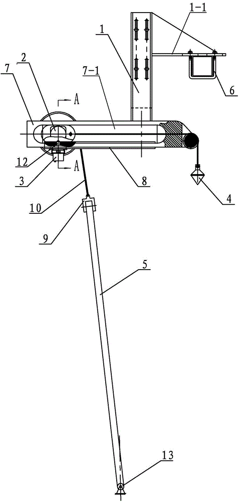 Rope counterweight sun wing auxiliary turning mechanism