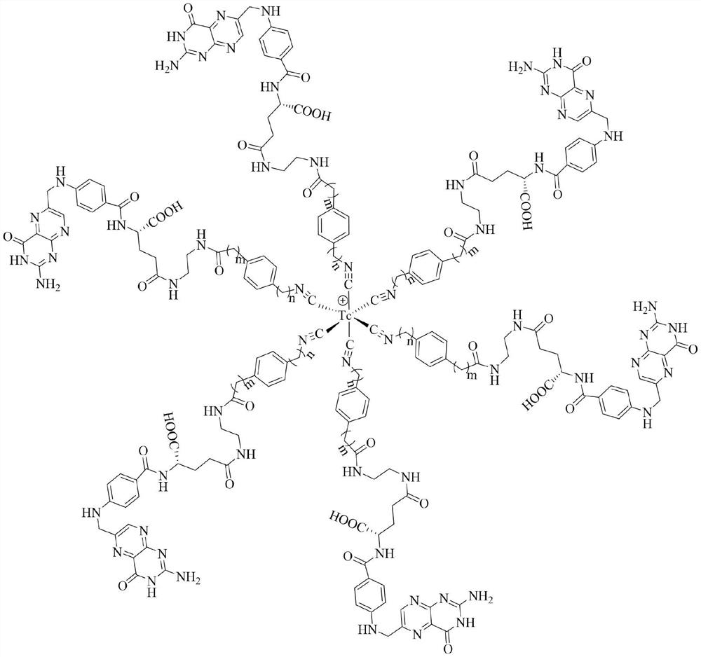 Technetium-99m labeled isonitrile-containing folic acid derivative as well as preparation method and application thereof