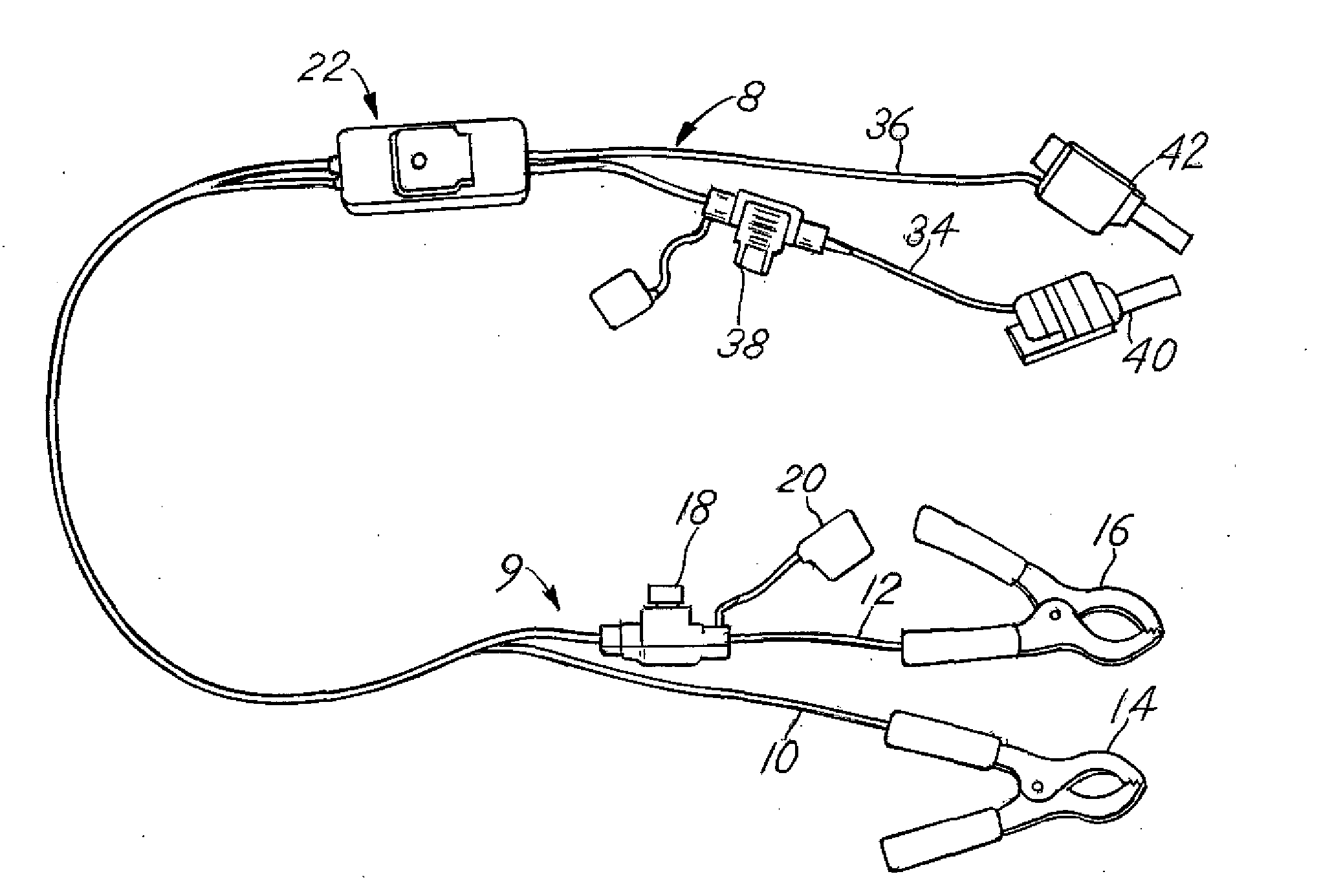 Parasitic battery drain test assembly for multiple component vehicle circuitry analysis