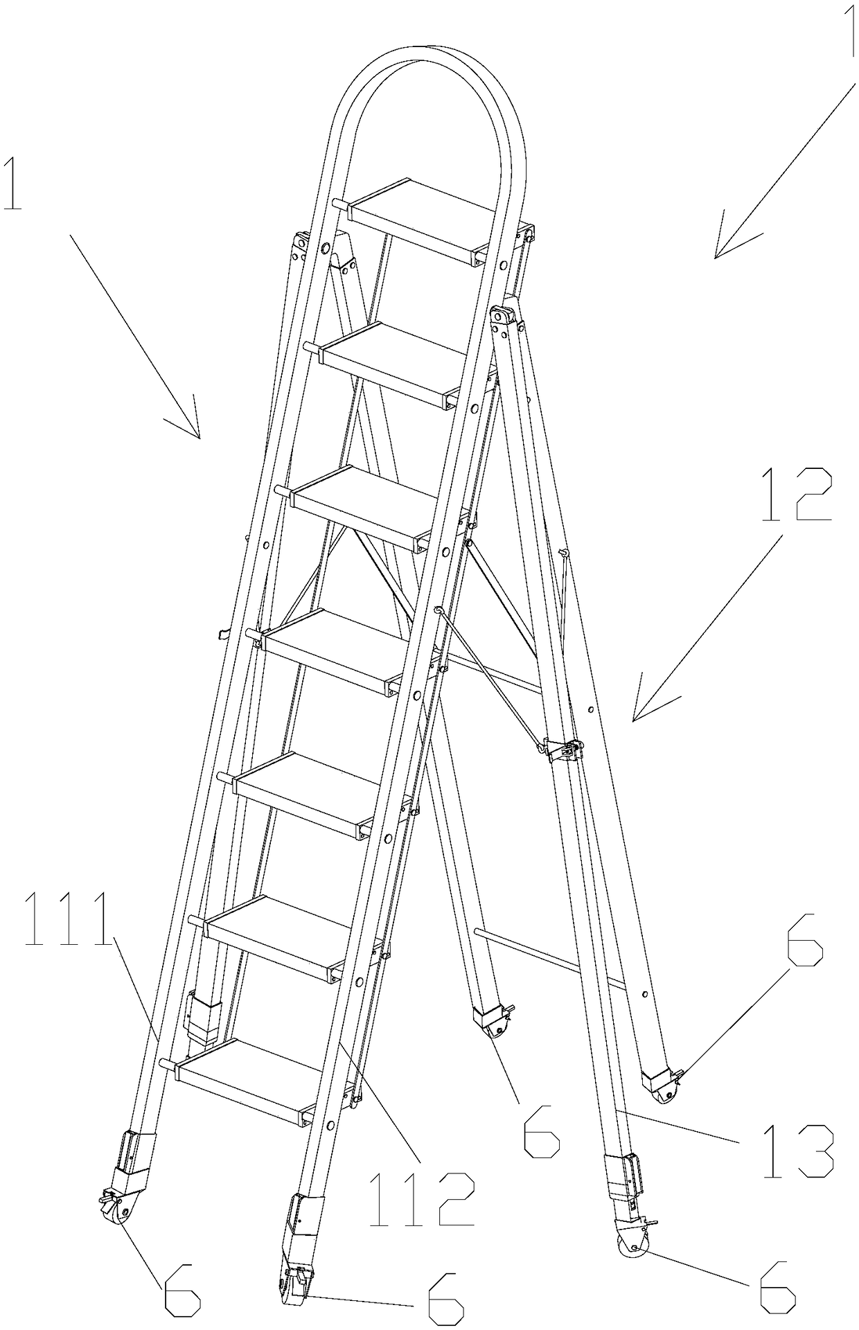 Movable domestic folding ladder