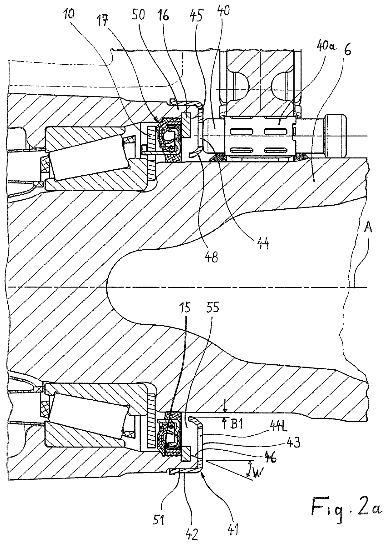 Wheel hub assembly for a vehicle wheel and pole ring of an ABS sensor