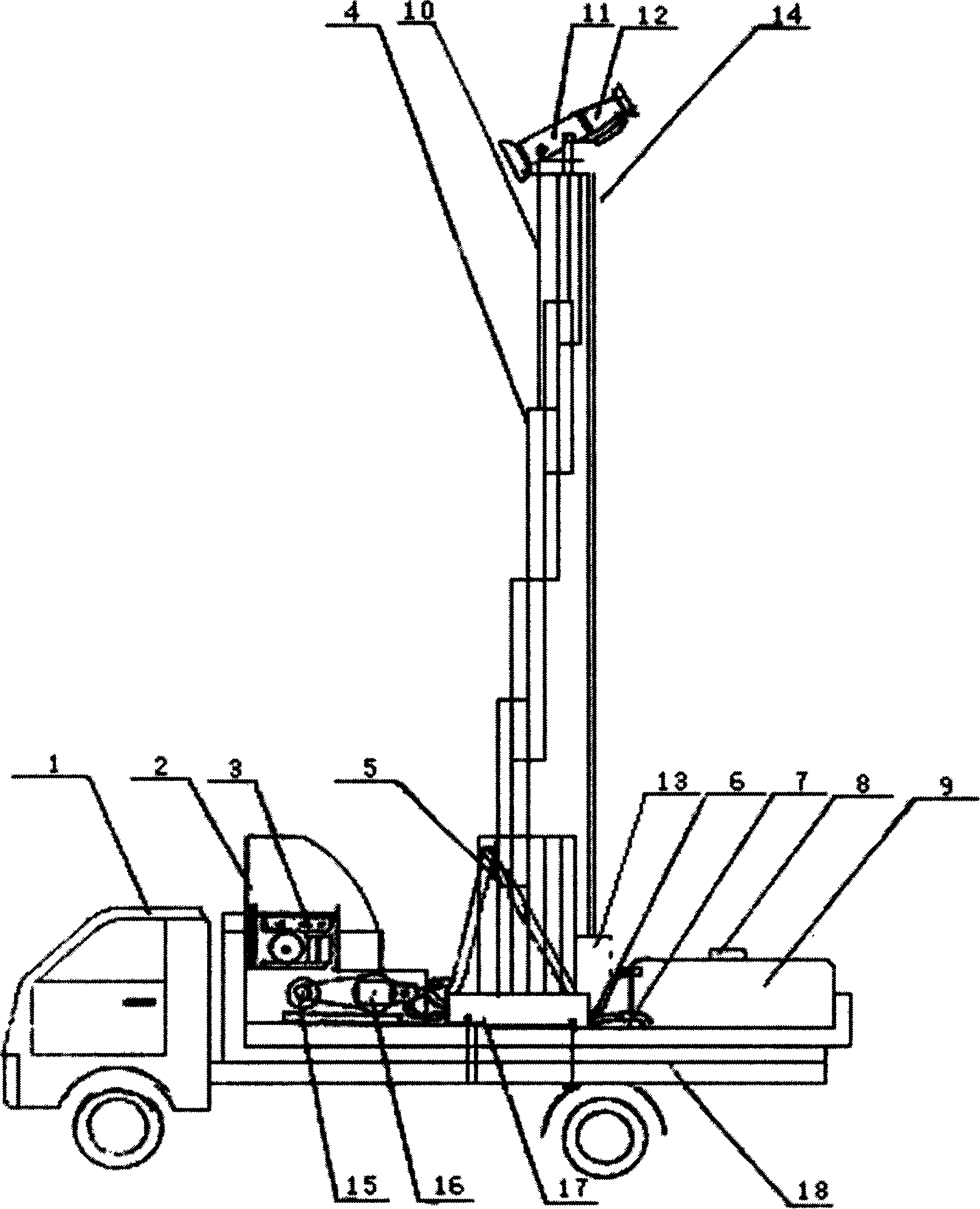 Lifting type high-throw air-assisted spraying vehicle for forest protection