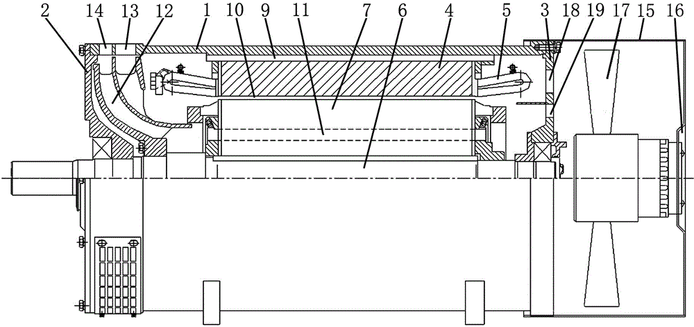 Efficient cooling motor with three independent wind-path structures