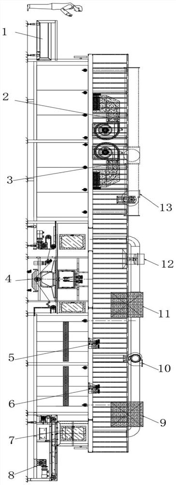 Jet-type thermal degreasing flux pre-coating continuous production line