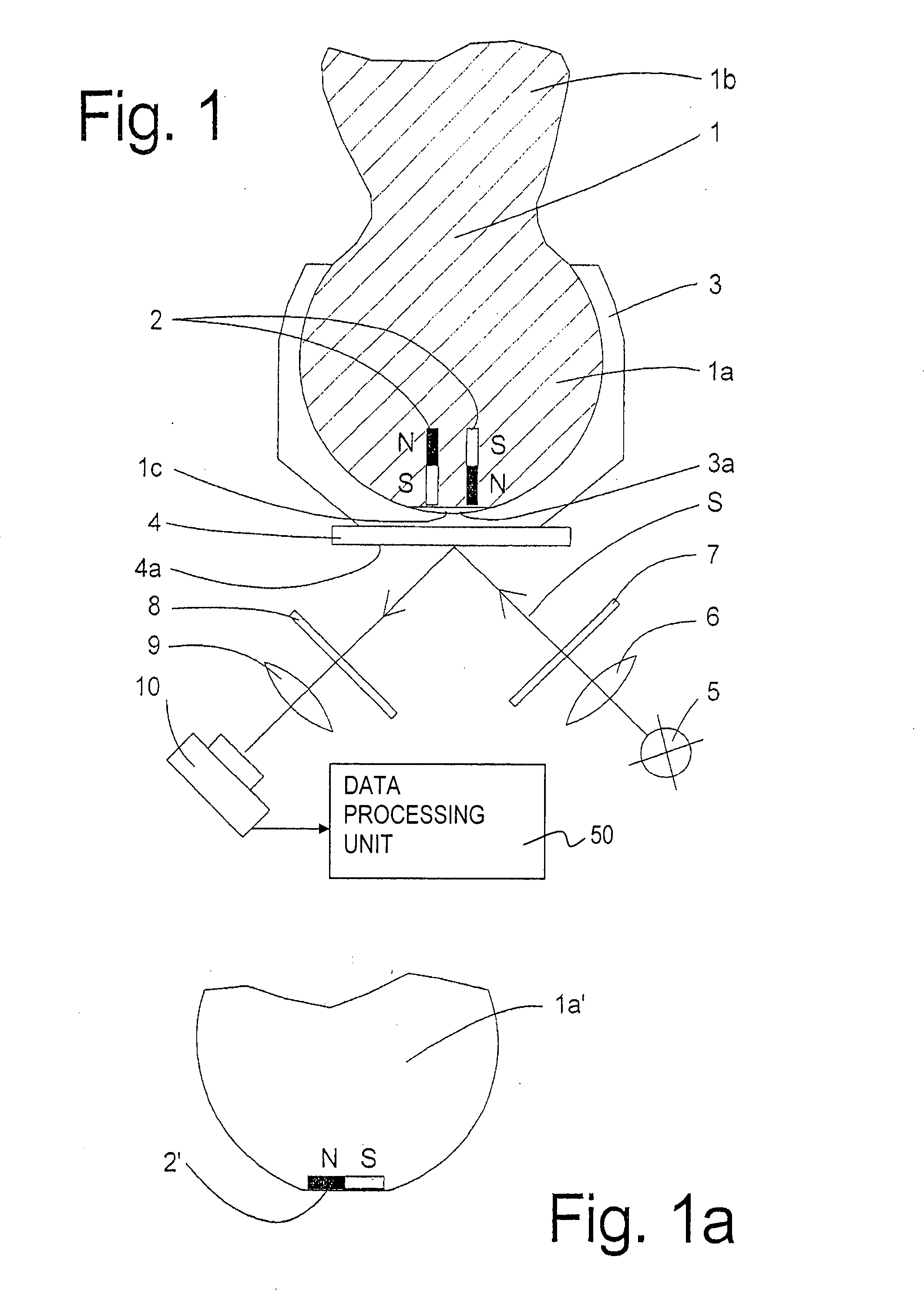 Rotation and/or tilt angle detection means for a ball and socket joint