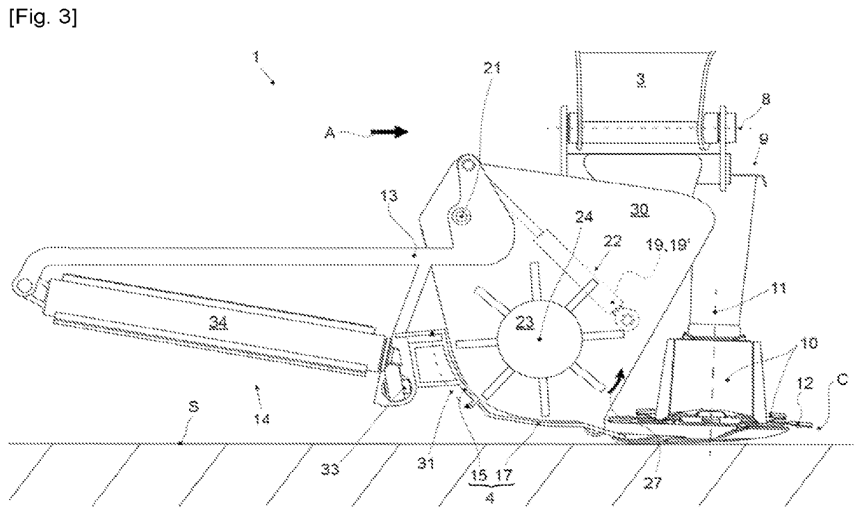 Agricultural device with a cutter bar and a removable collecting device and agricultural machine comprising such a device