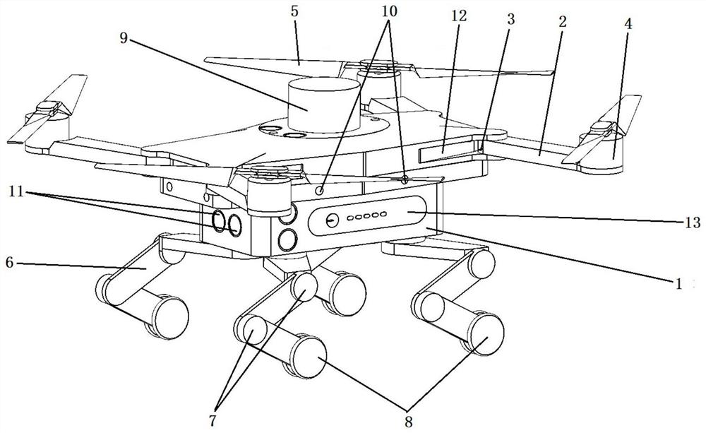 Multi-variable amphibious quadrotor robot