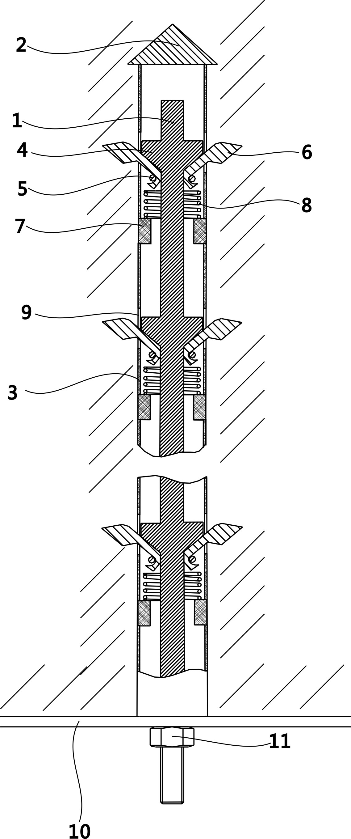 Multistage sectional grouting-free self-expansion type anchoring rod