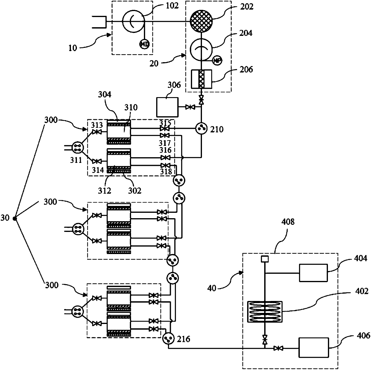 Continuous monitoring device and method for radioactive gas