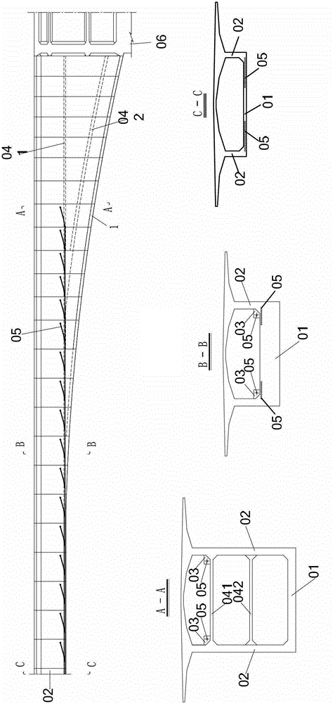 Prestressed concrete variable-cross-section box girder bridge with internal tilted-leg rigid frame and construction method of prestressed concrete variable-cross-section box girder bridge