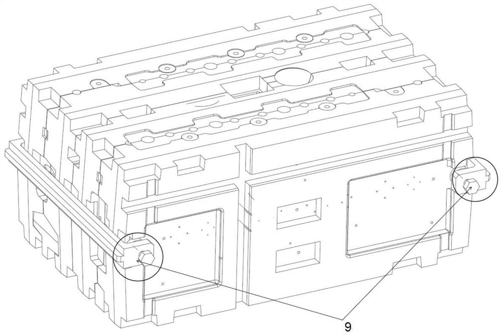 Casting structure and method for diesel engine cylinder cover core assembly vertical casting process sand core combination