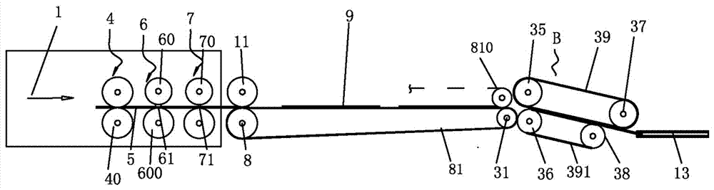 Automatic linking device between mask cutting process and belt welding process