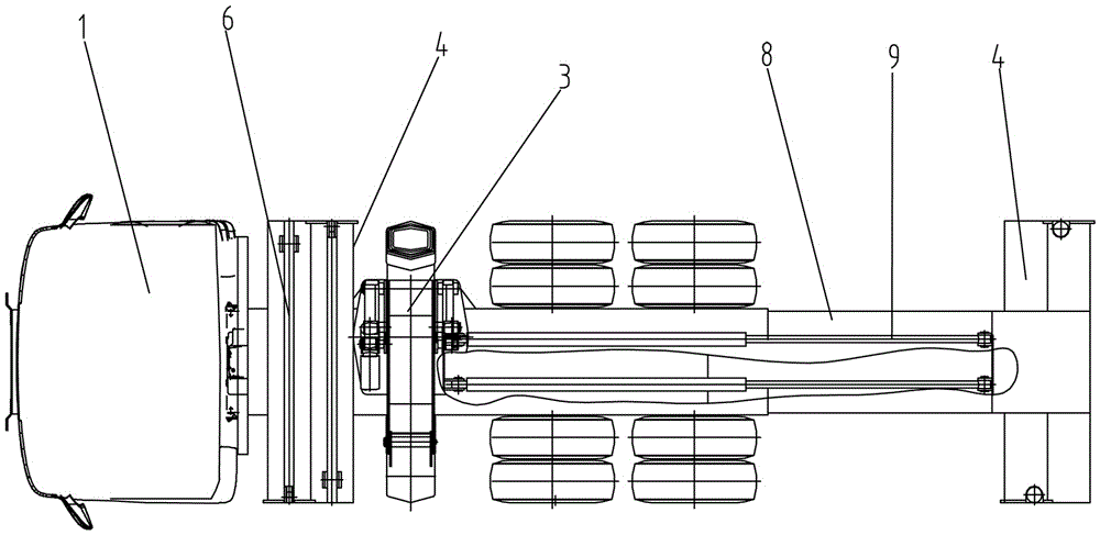 Traction truck with loading crane