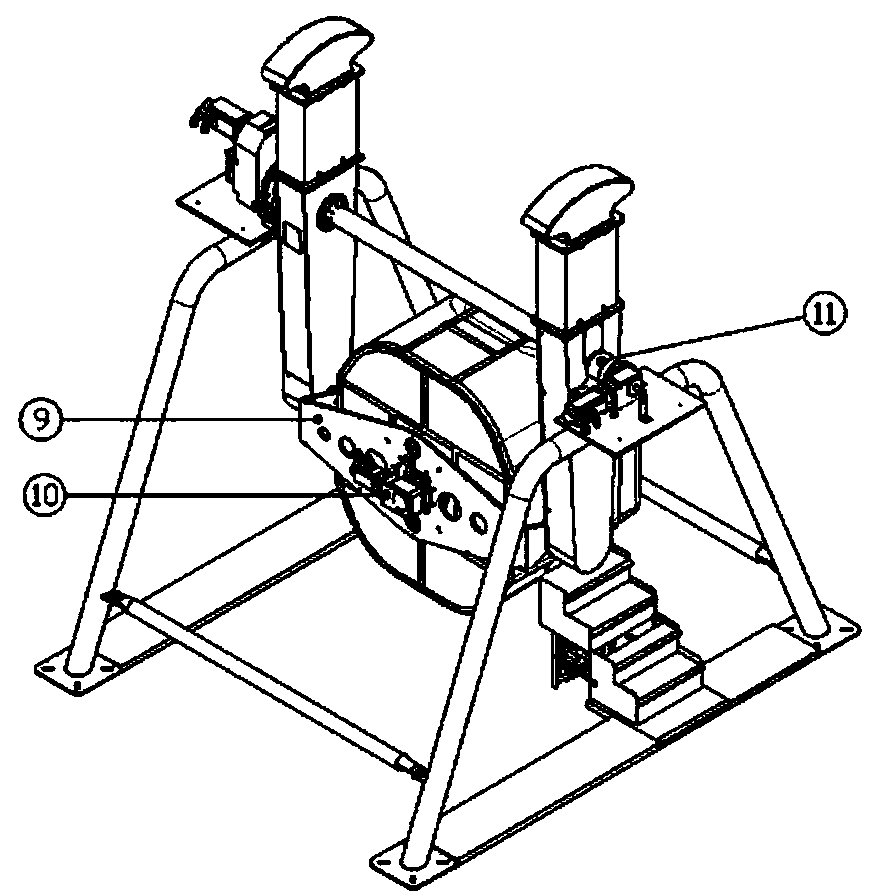 Swing-arm-type rotating synchronous space three-dimensional simulator