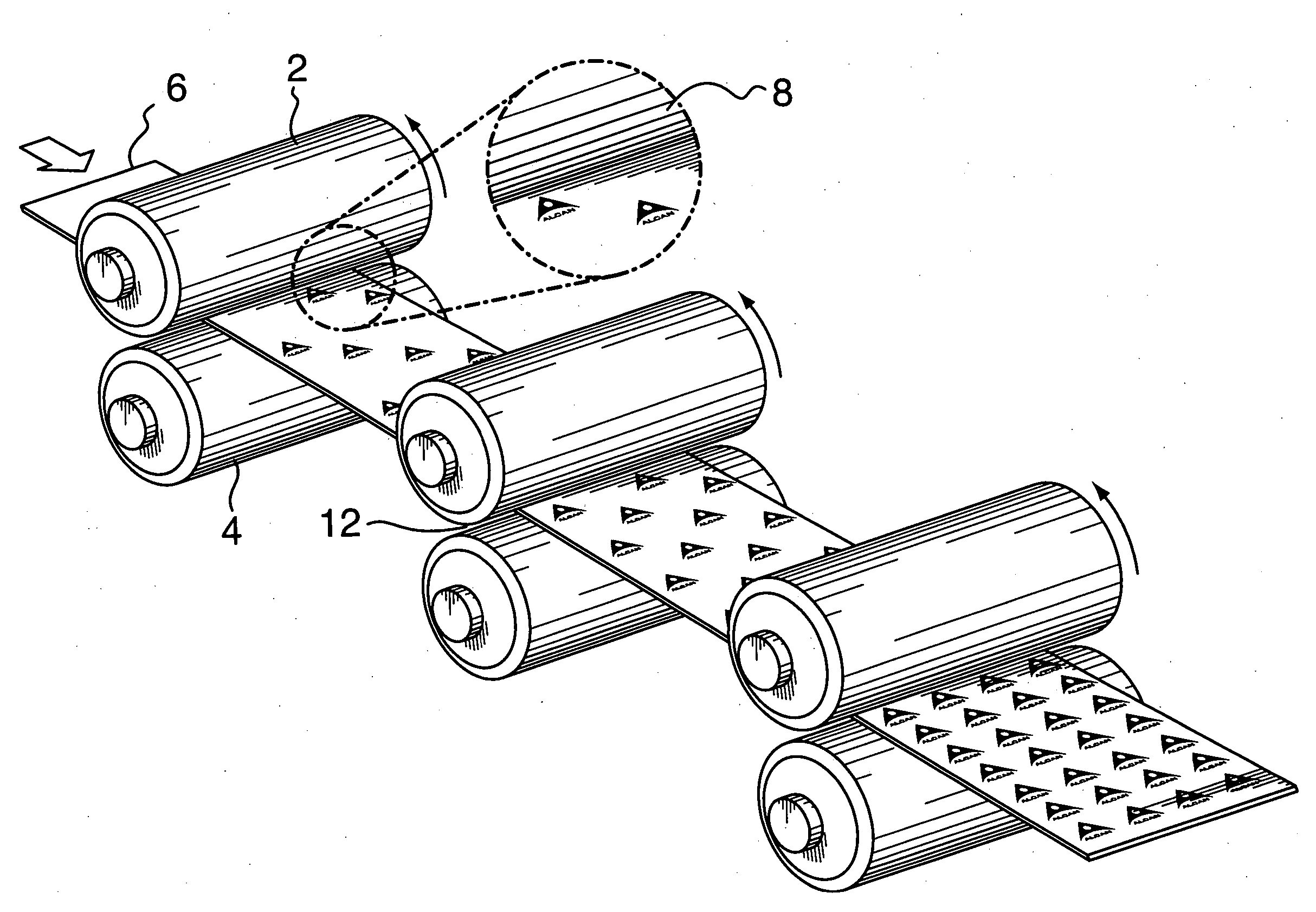 Roll embossing of discrete features