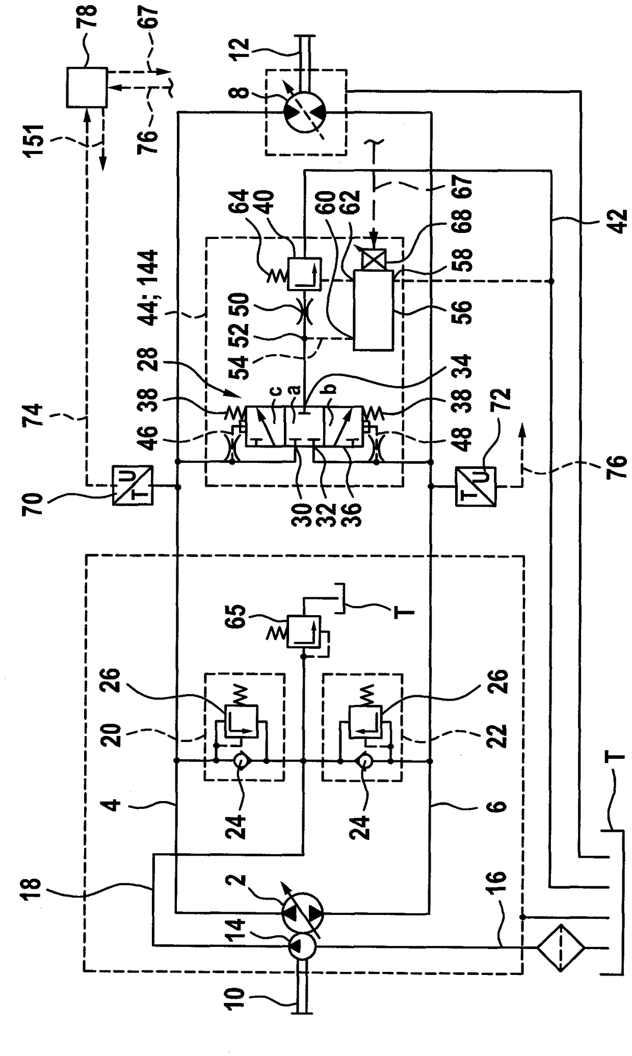 Hydrostatic valve arrangement, hydrostatic transmission gear having valve arrangement, and hydrostatic drive device having transmission gear