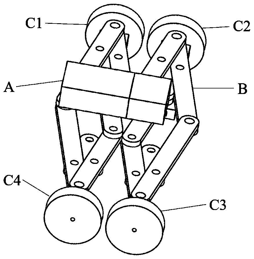 Four-wheel robot with scalable vehicle body