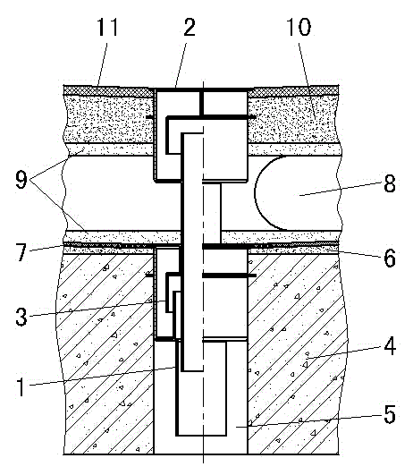 Construction method for floor drain of room with water of high-rise building and used composite floor drain