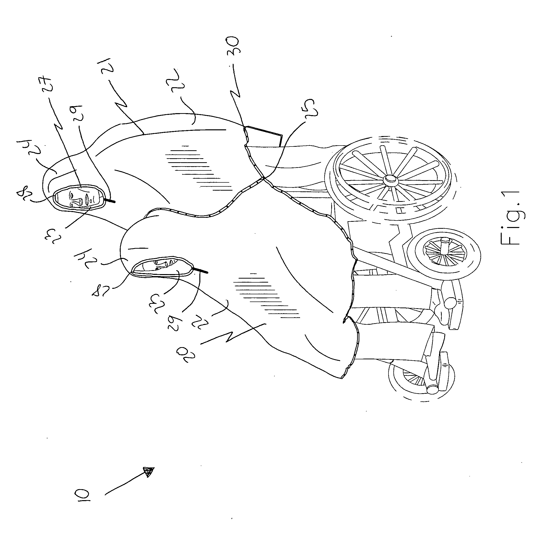 Combined multi-person and wheelchair protective covering and associated method