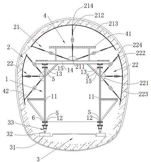 Rail type adjustable and comprehensive trolley for tunnel section