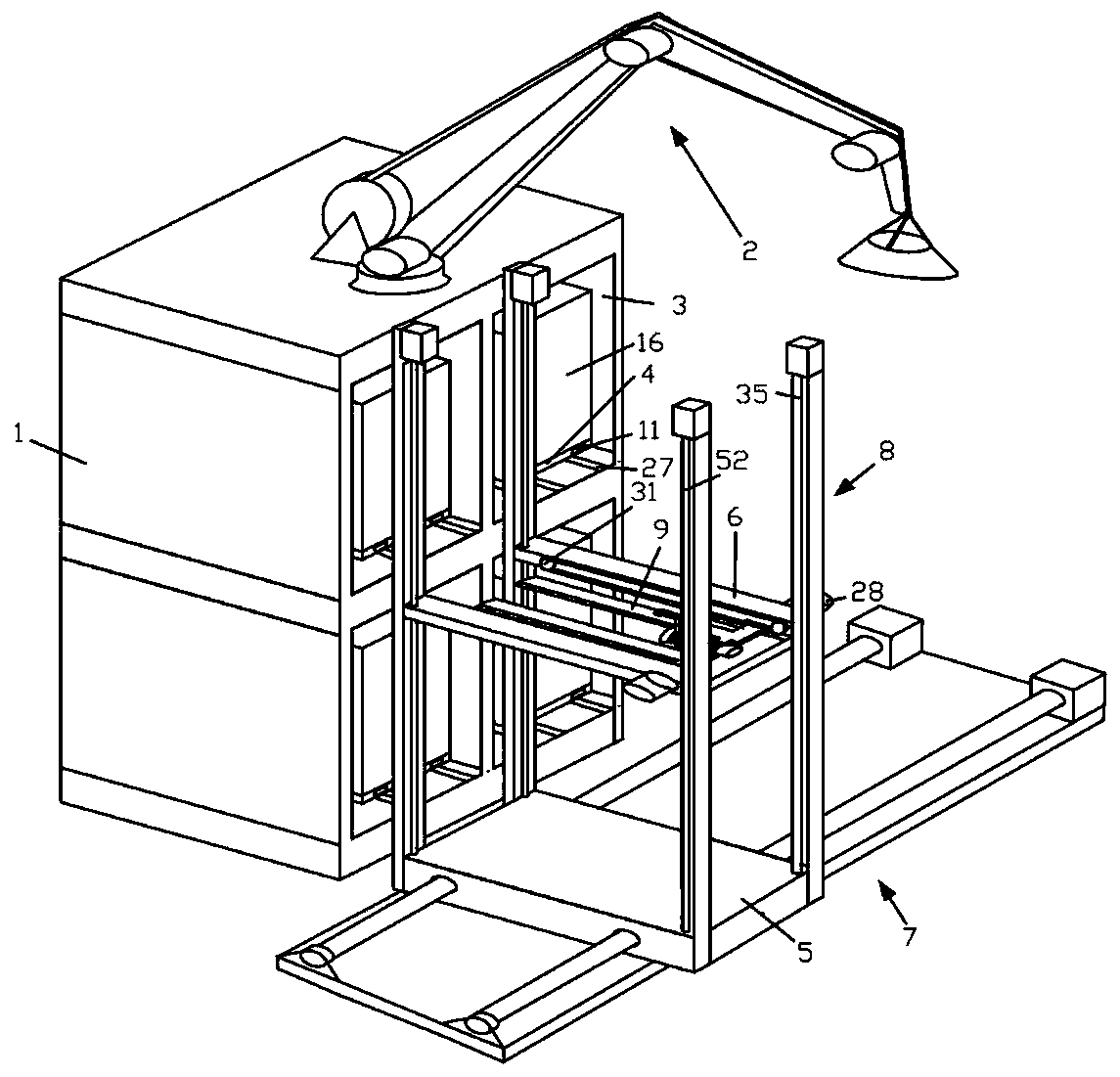 A kind of express container turnover device and turnover method thereof