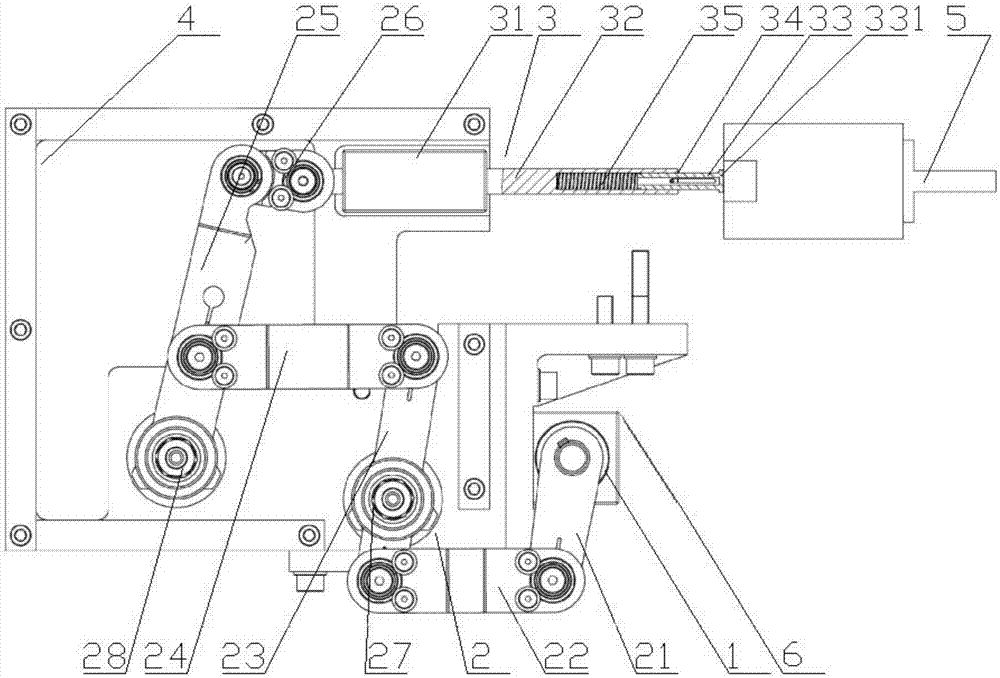 Seal follow-up device of YB25 soft box packing machine