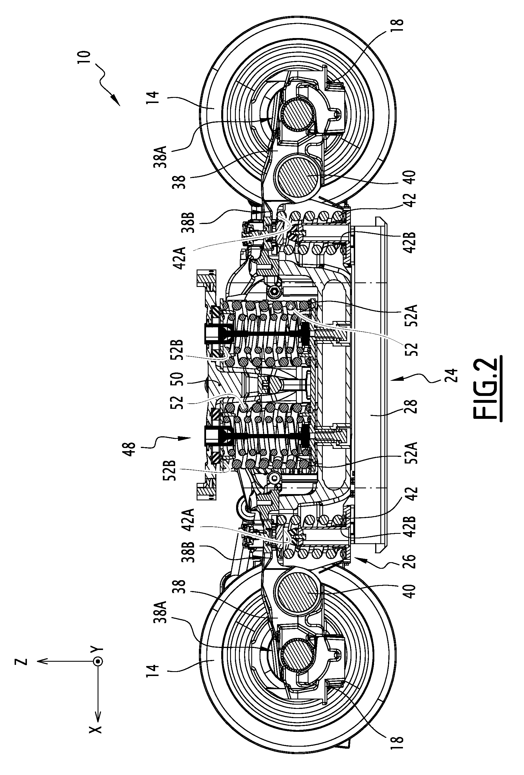 Bogie for railway vehicle with a suspension system