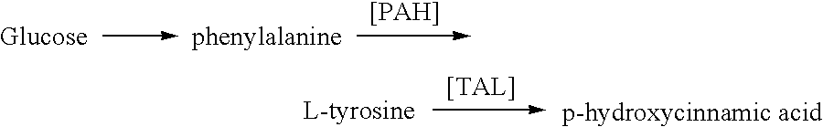 Methods for the production of tyrosine, cinnamic acid and para-hydroxycinnamic acid
