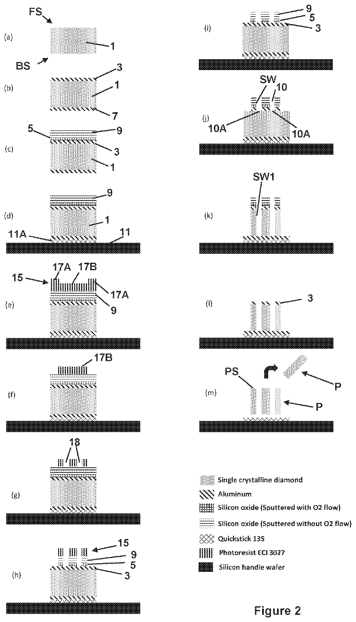 Single crystalline diamond part production method for stand alone single crystalline mechanical and optical component production