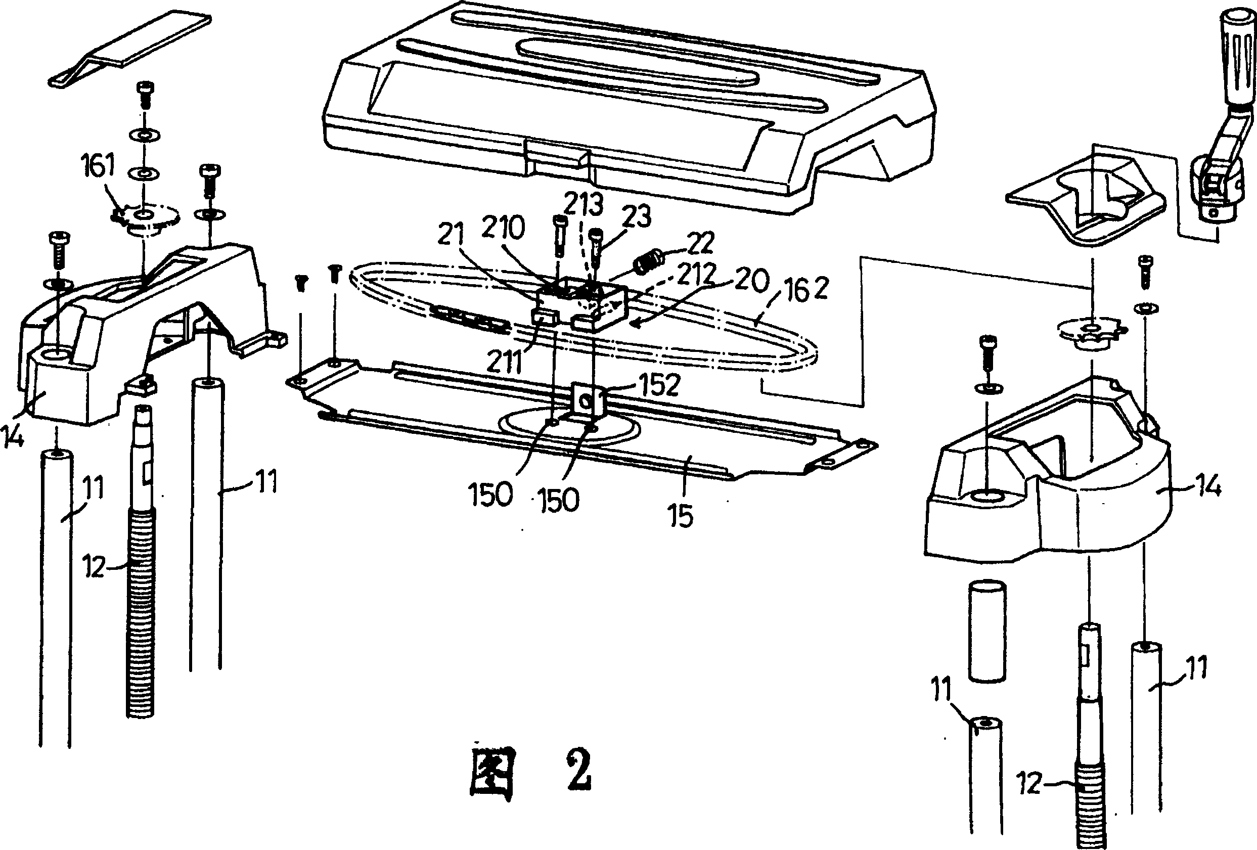 Machine base regulating and lock-fixing device of wood planer