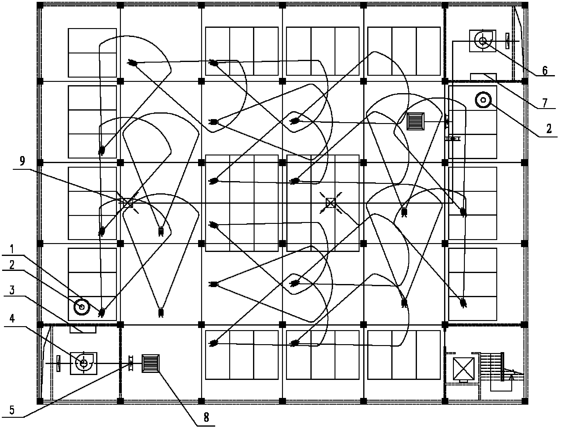 Intelligent through-flow air-interchange ventilation control system and control device and method thereof