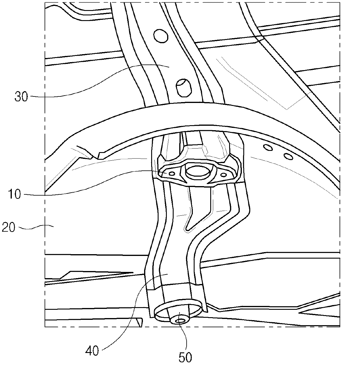 Shock absorber mounting bracket reinforcing structure