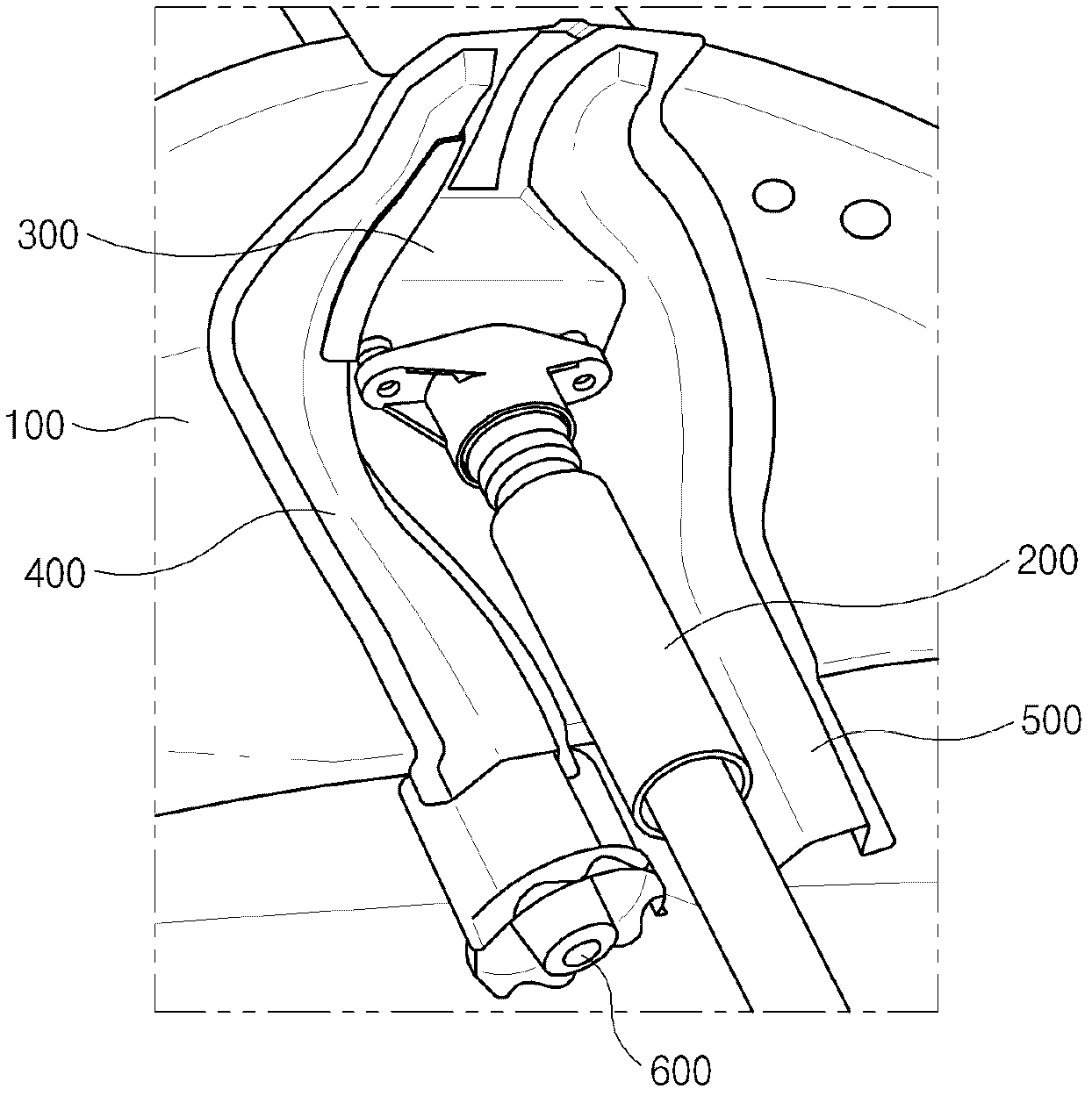 Shock absorber mounting bracket reinforcing structure