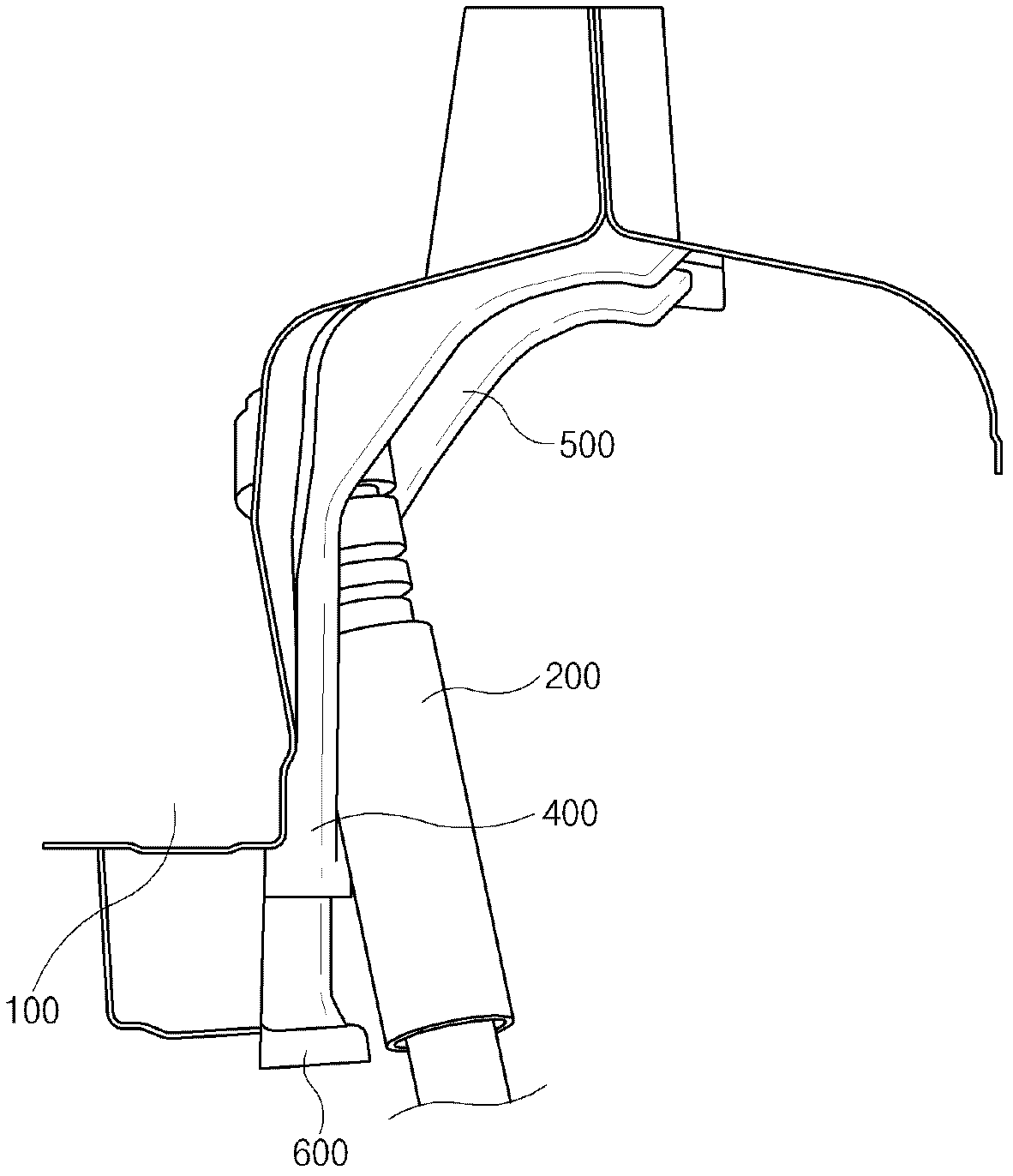 Shock absorber mounting bracket reinforcing structure