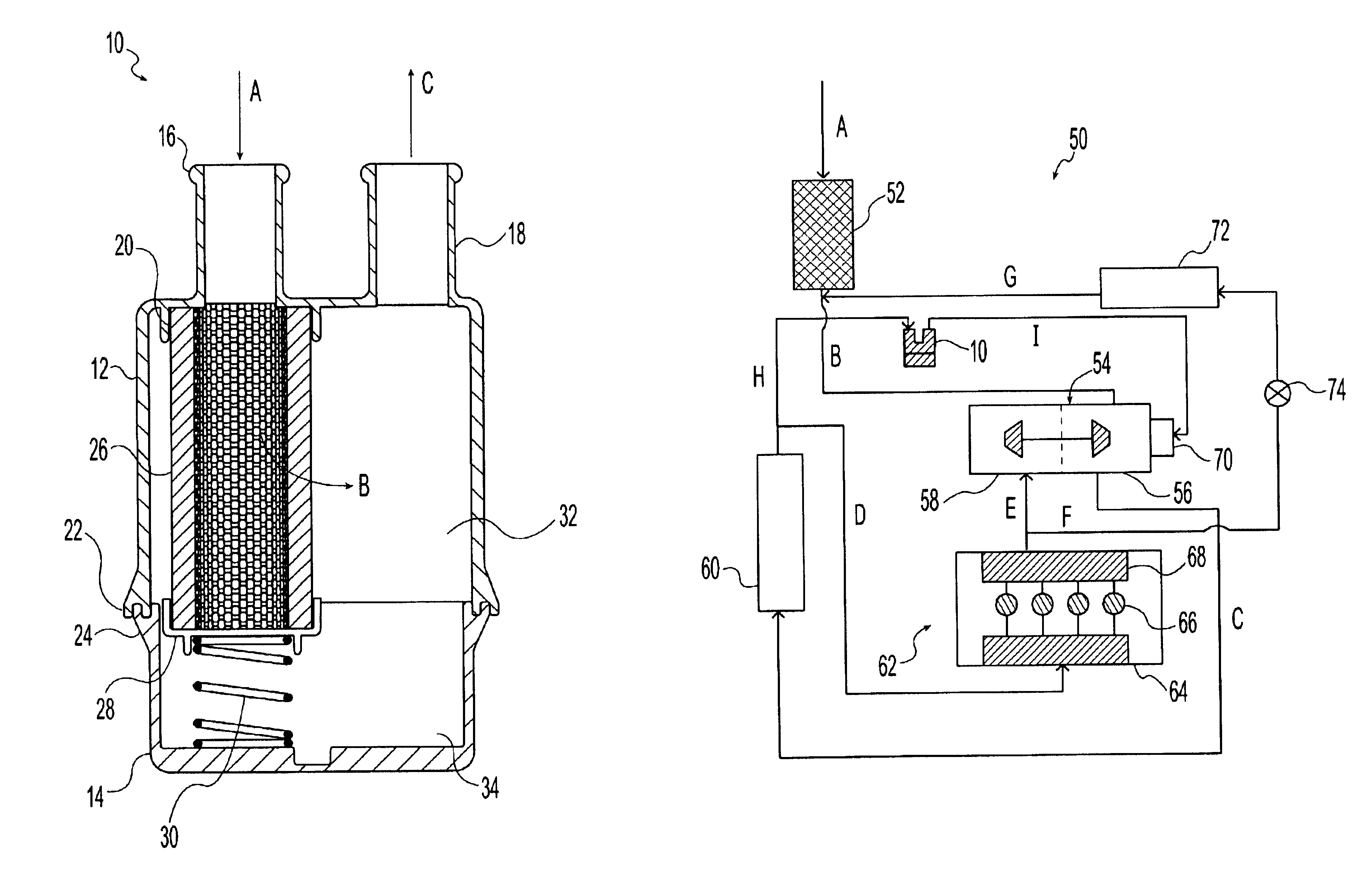 Filter assembly for exhaust gases