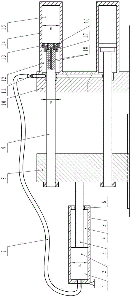 Supplementary volume equal volume displacement internal circulation mold clamping device