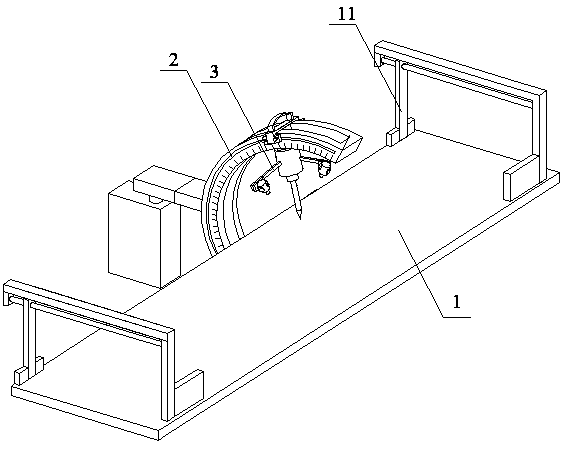 Plate processing device capable of carrying out inclined hole drilling operation