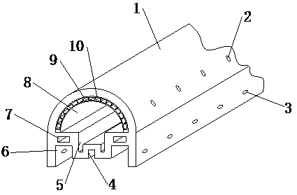 Anti-seismic and noise-reducing rubber clamping strip structure for metal frame of automobile seat