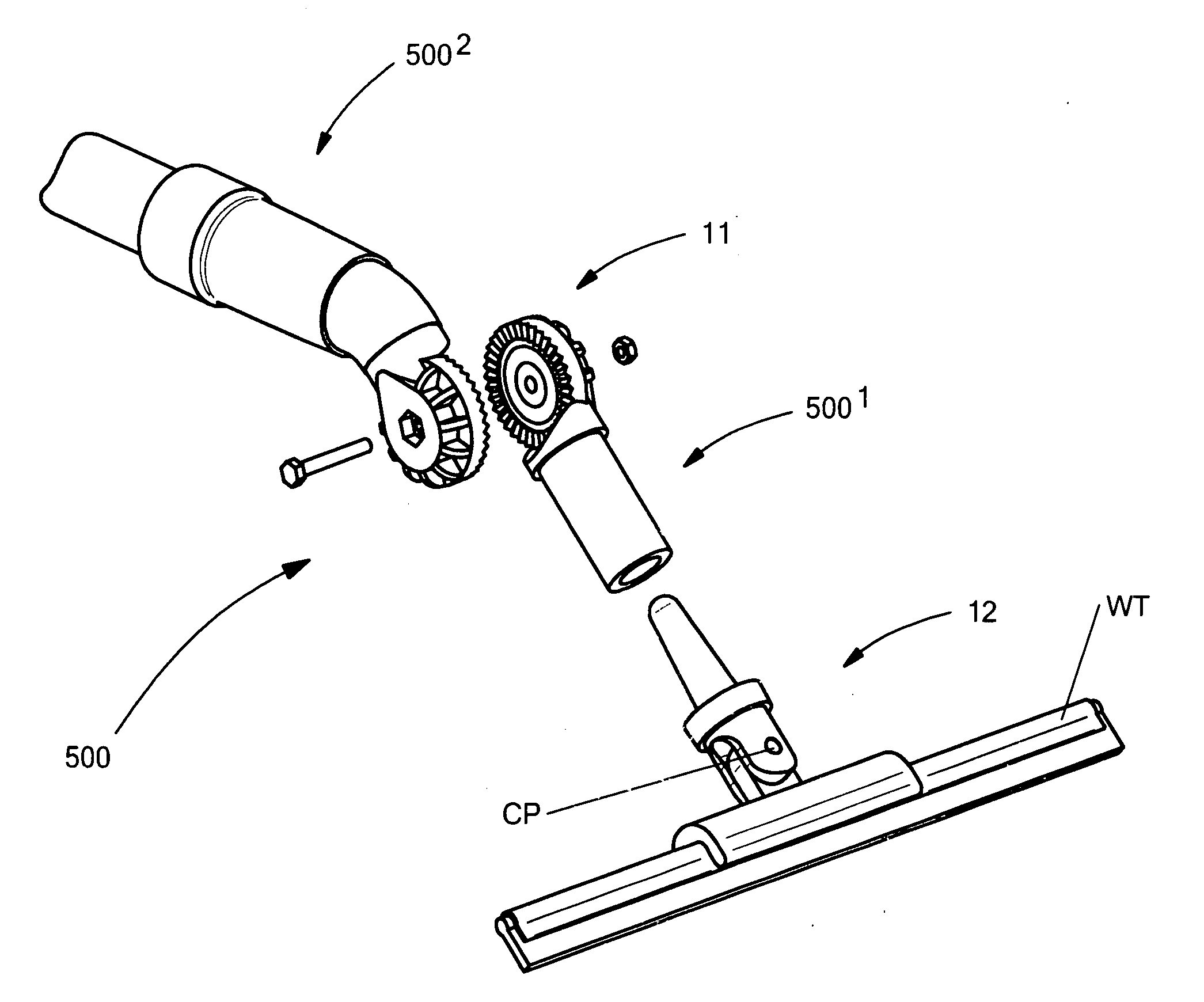 Implement for engaging planar surfaces while effecting translation movements on those surfaces