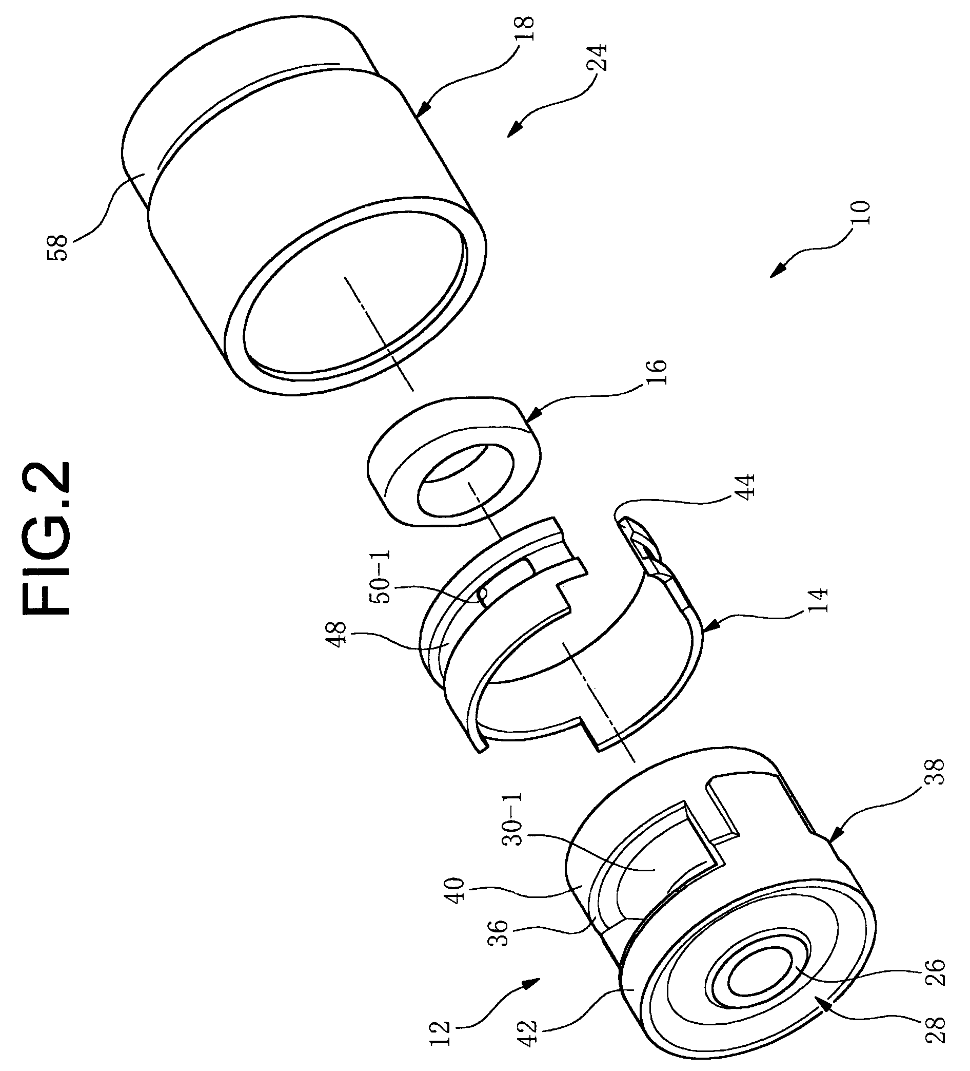 Fluid-filled vibration damping bushing