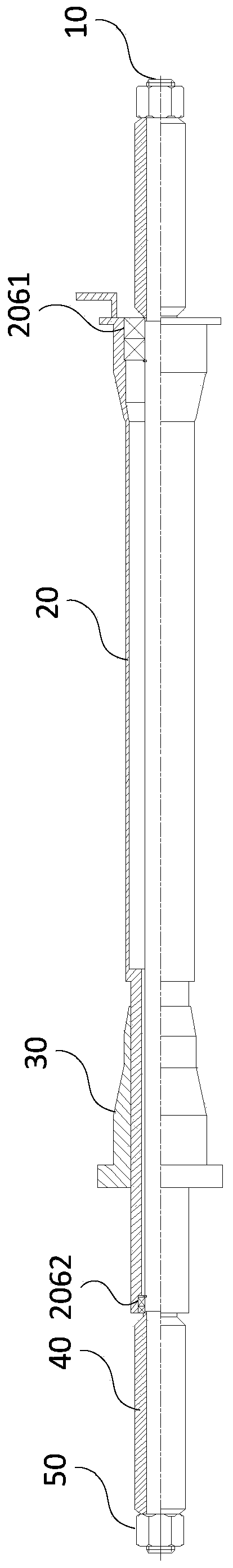 Centering core shaft and unrolling device