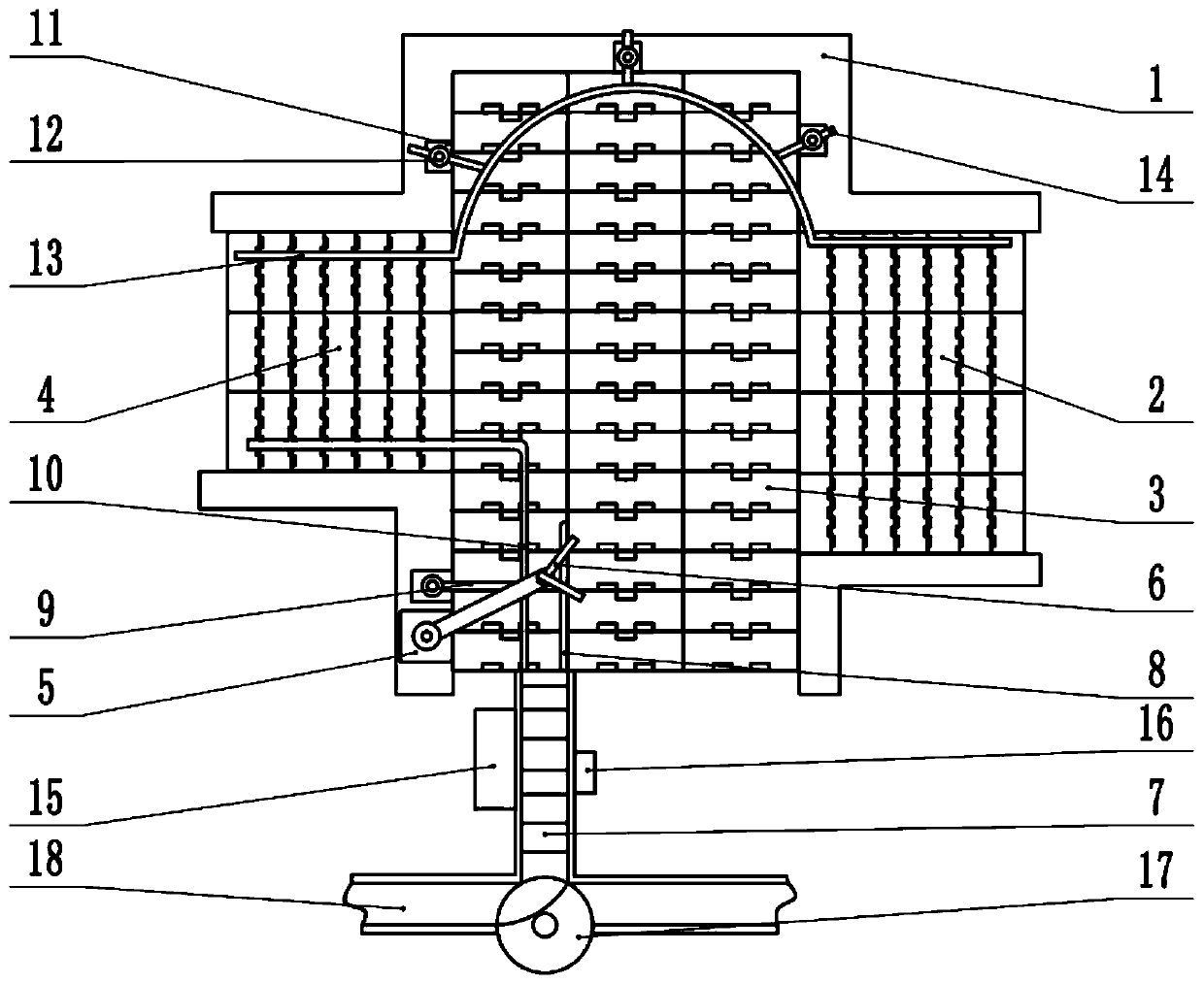 Glass bottle arranging, detecting, alarming and automatic processing device